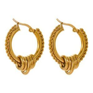 NEW 18K Gold Braided Hoops Earrings